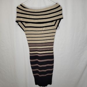 Pink Rose Women's Medium Stretchy Striped Sweater Dress